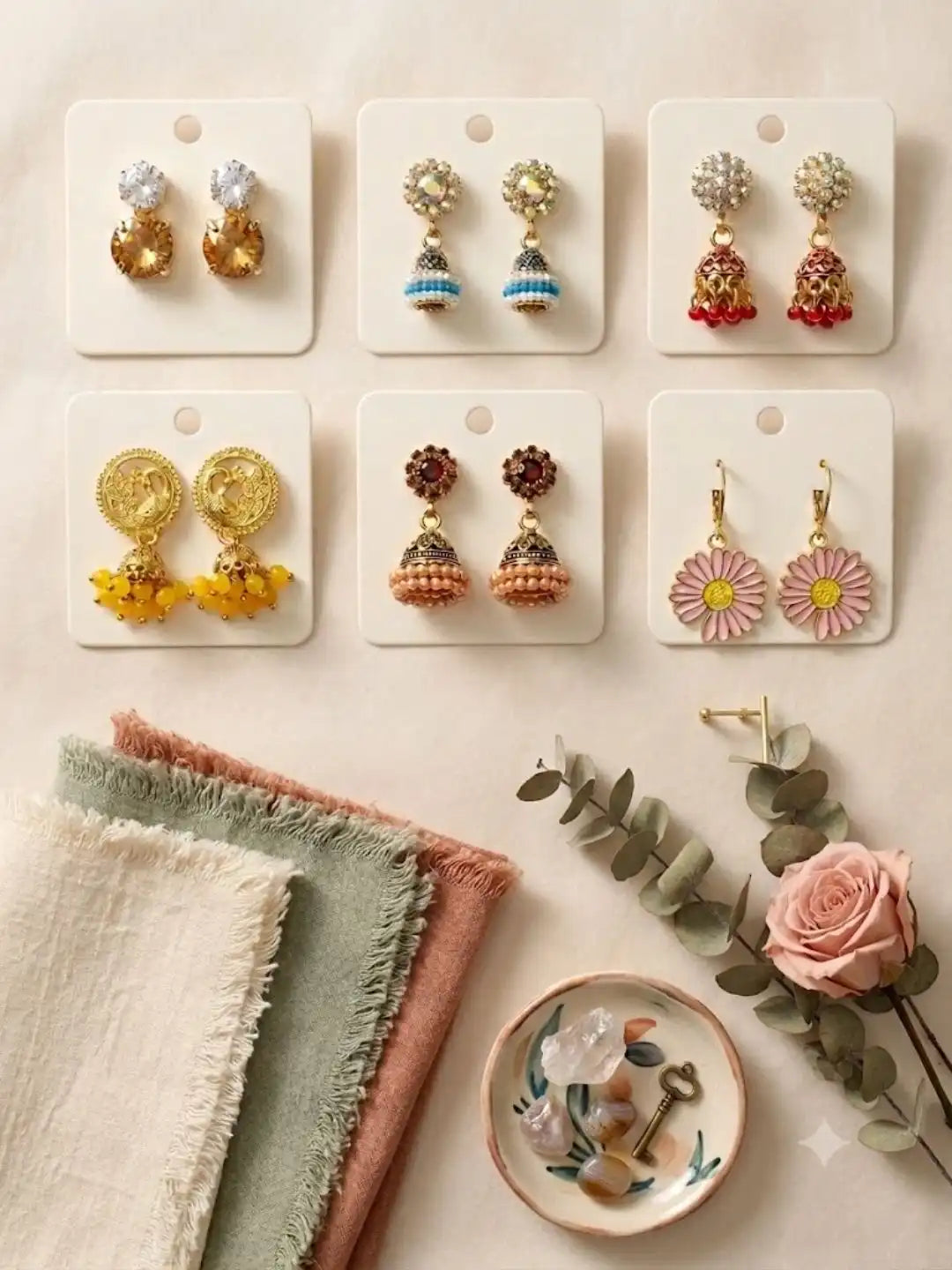 Set of 6 Ethnic Fusion Combo Drop Earrings