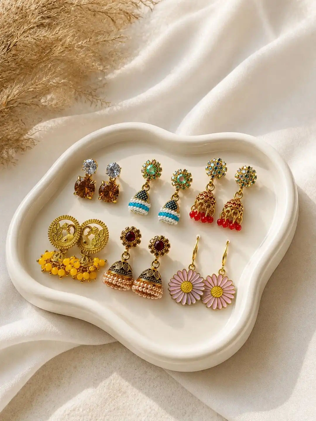Set of 6 Ethnic Fusion Combo Drop Earrings