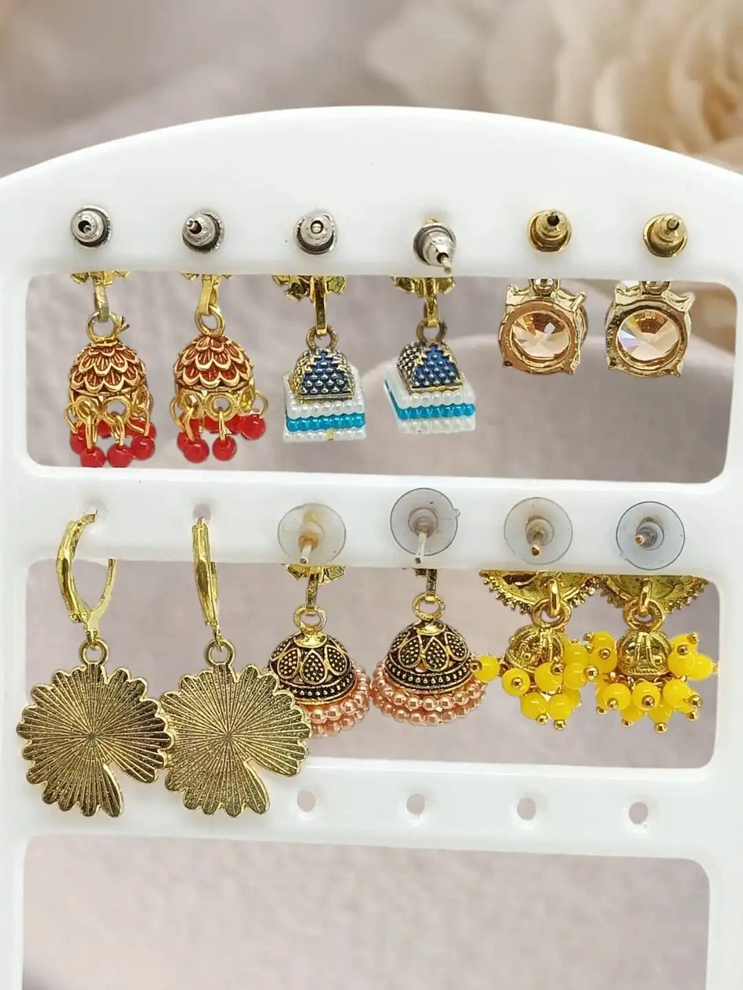 Set of 6 Ethnic Fusion Combo Drop Earrings
