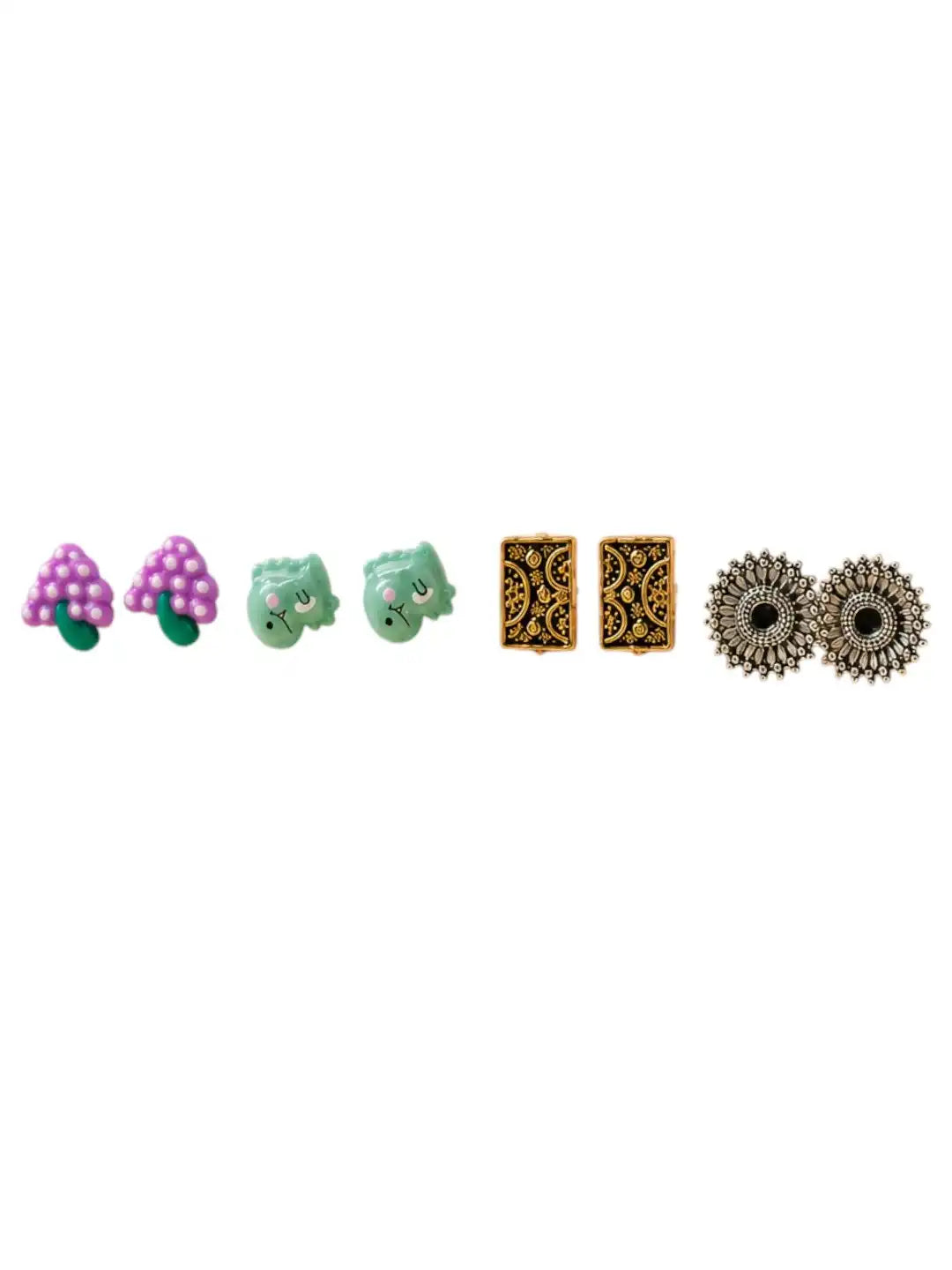 Set of 8 Cute Funky & Stylish Assorted Stud & Hoop Combo Earrings