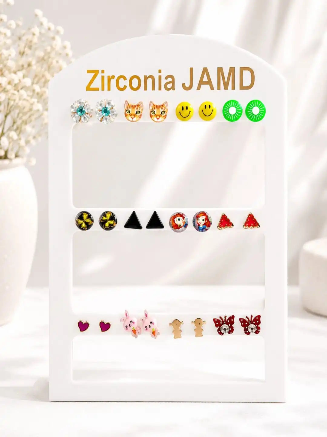 Set of 12 Floral Stud  Multi Color Combo Earrings