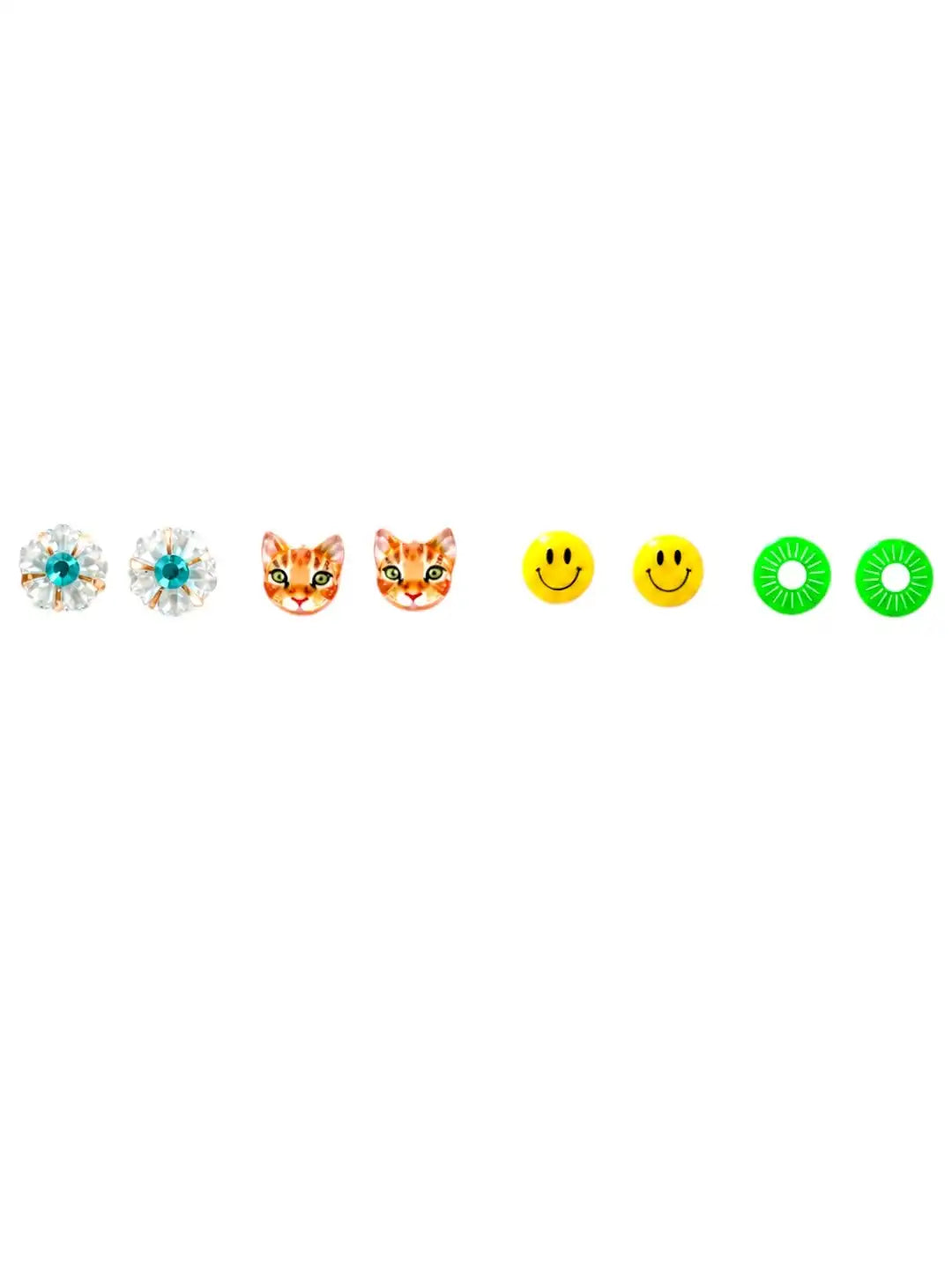 Set of 12 Floral Stud  Multi Color Combo Earrings