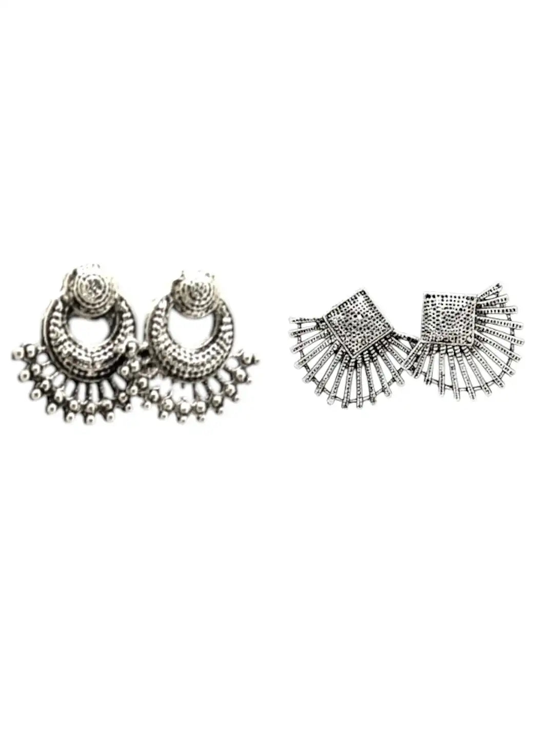 Set of 6 Oxidised Silver Stud Combo Earrings