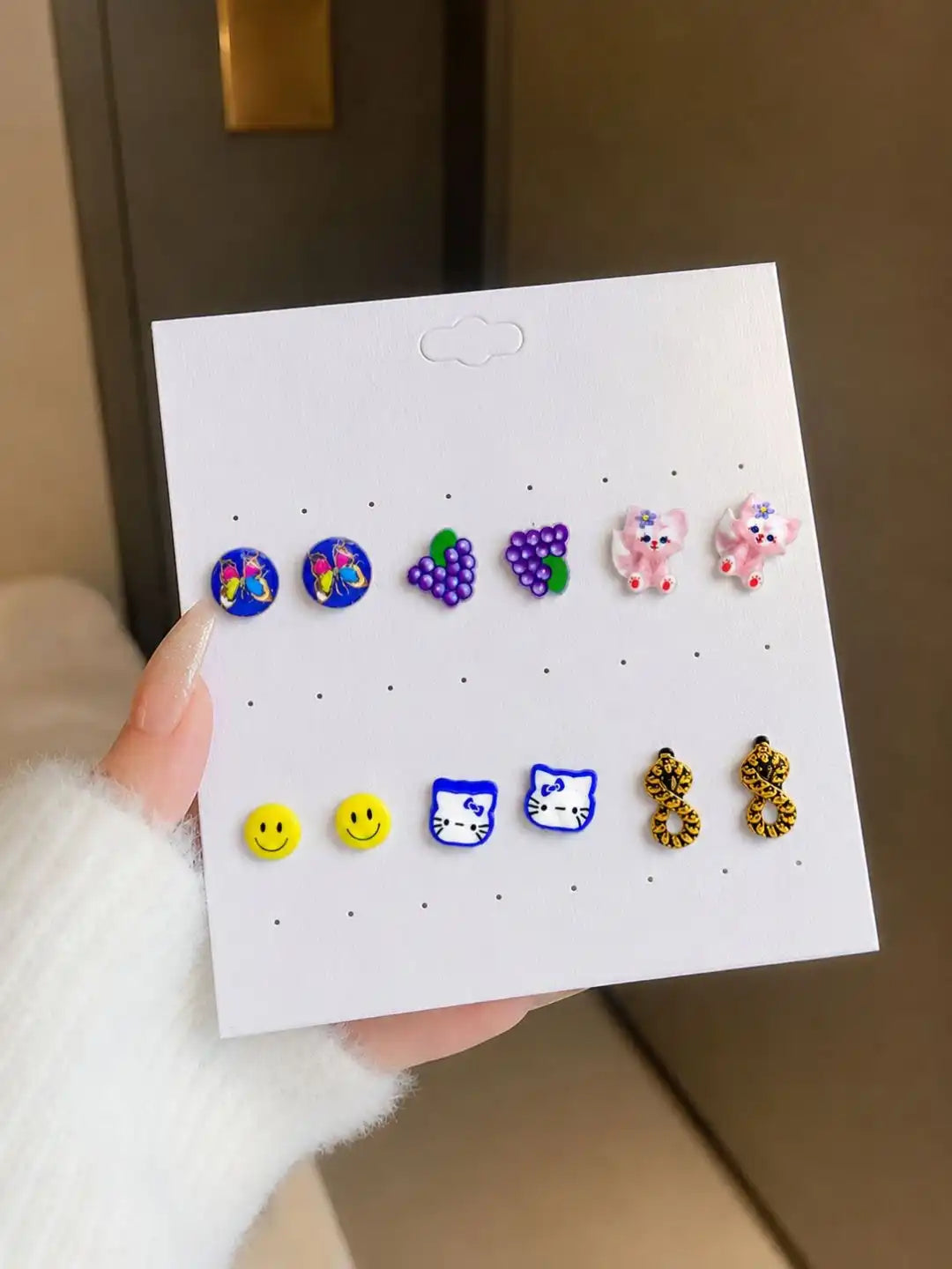 Set Of 6 Fancy Stud Combo Earrings