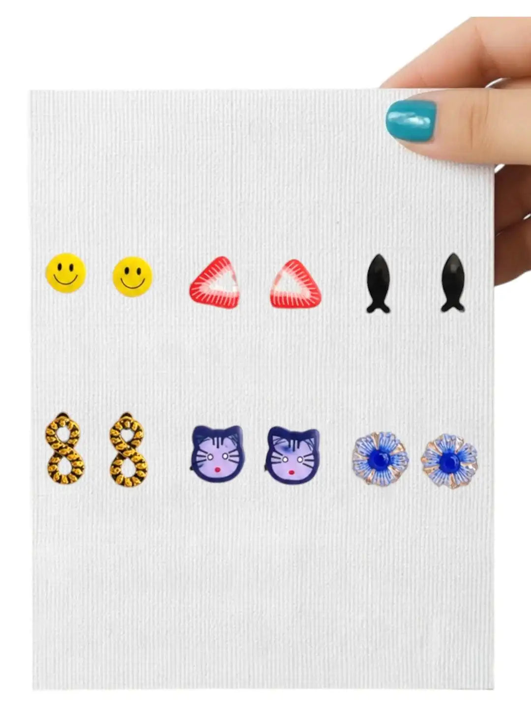Set of 6 Floral Stud Multi Color Combo Earrings