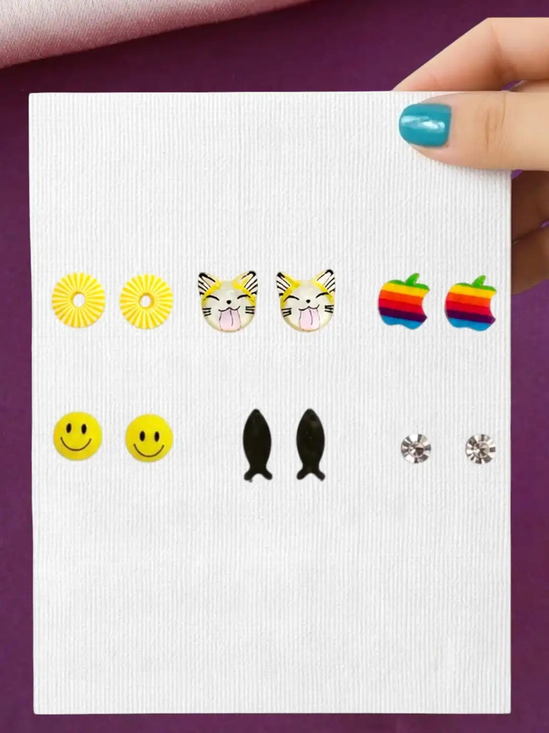 Set of 6 Fancy Cute Stud  Combo Earrings