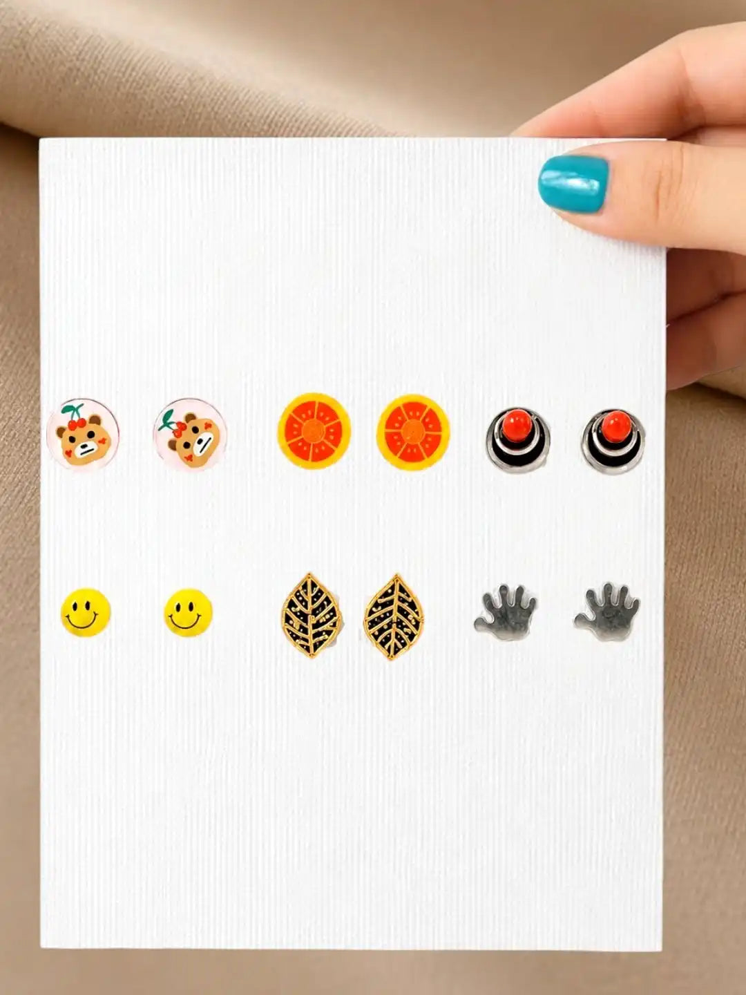 Set of 6 Fancy Multicolor Cute Stud  Combo Earrings