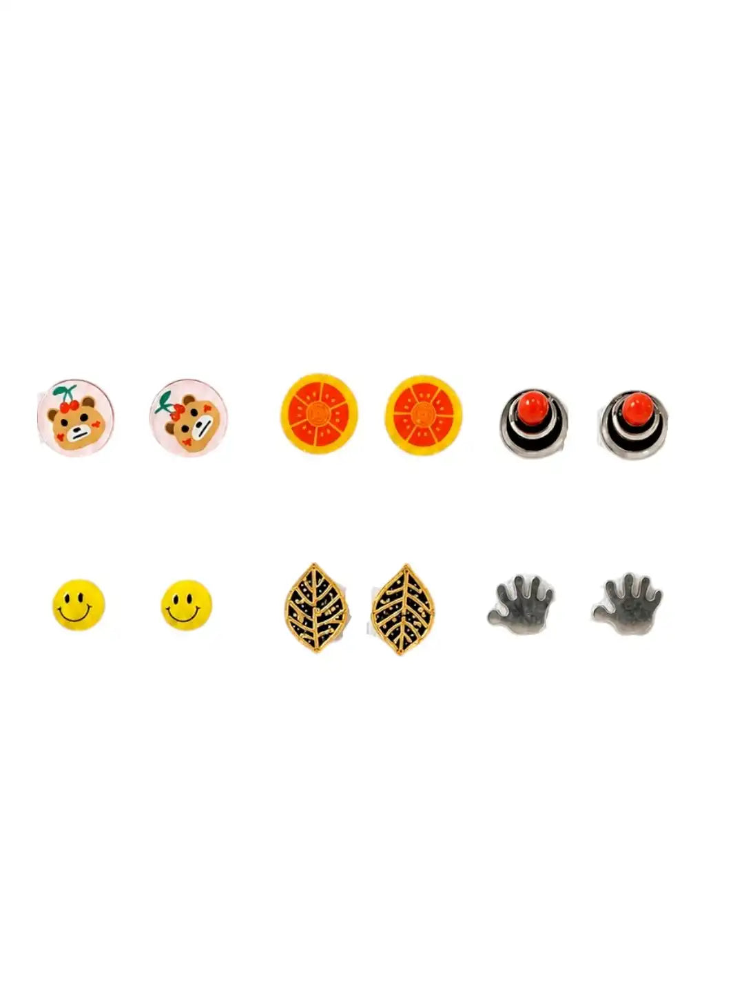 Set of 6 Fancy Multicolor Cute Stud  Combo Earrings