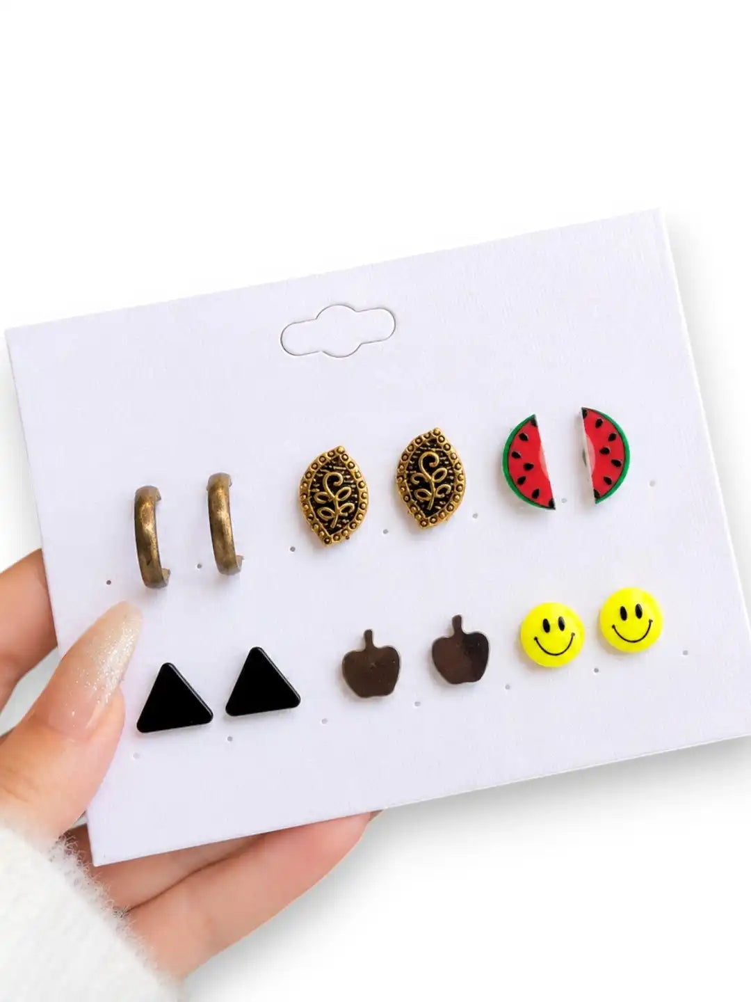 Set of 6 Trendy Stud & Hoop Combo Earrings