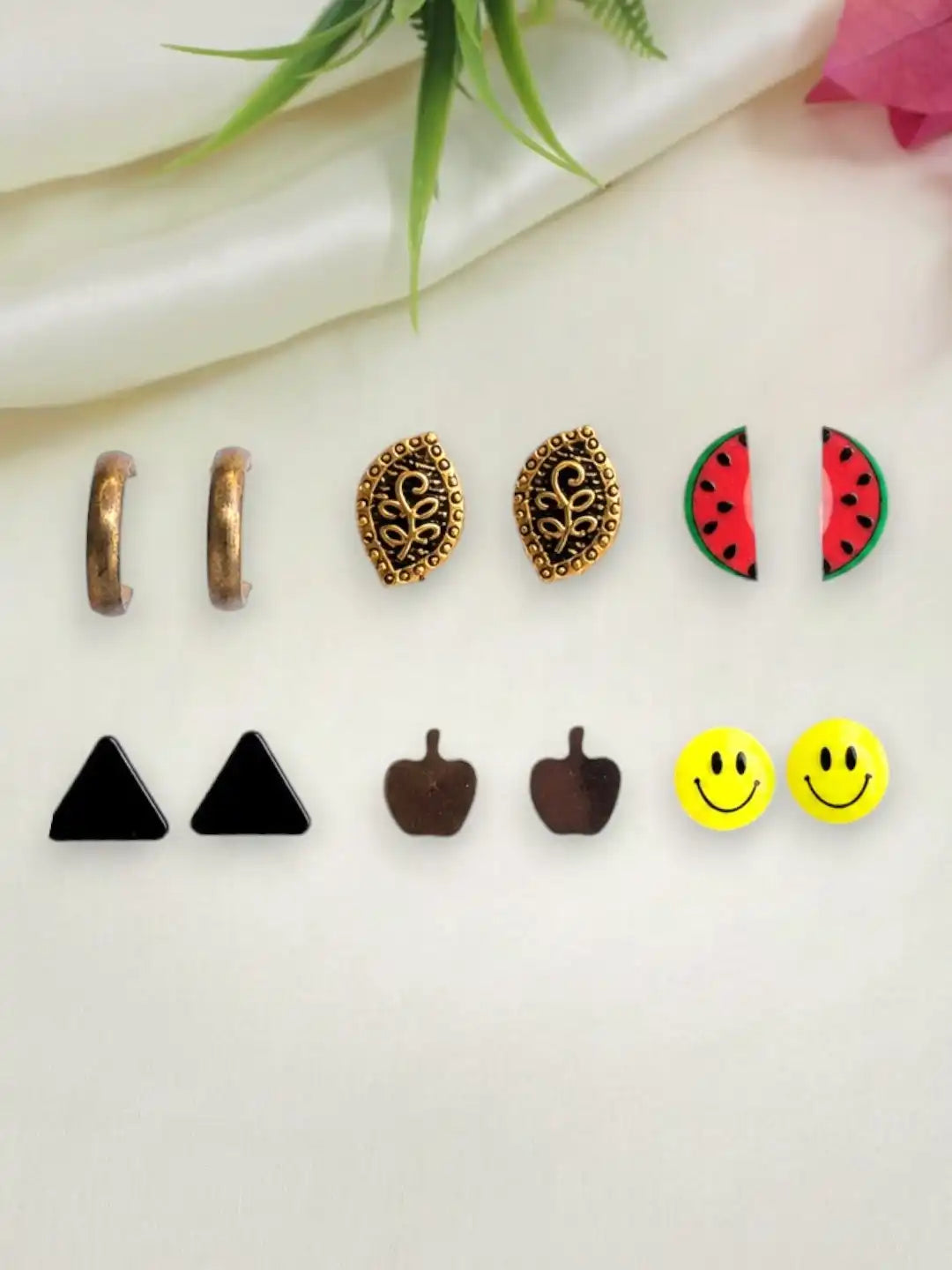 Set of 6 Trendy Stud & Hoop Combo Earrings