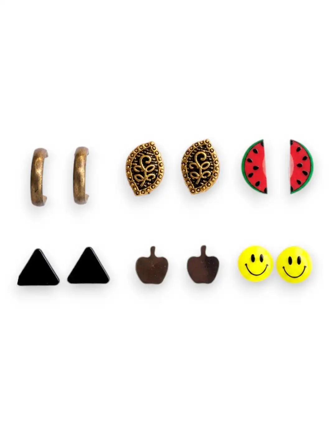 Set of 6 Trendy Stud & Hoop Combo Earrings