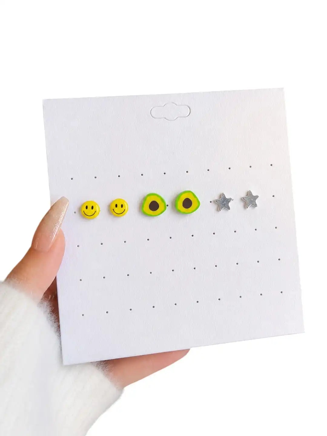 Set Of 3 Fancy Stud Multi Color Combo Earrings