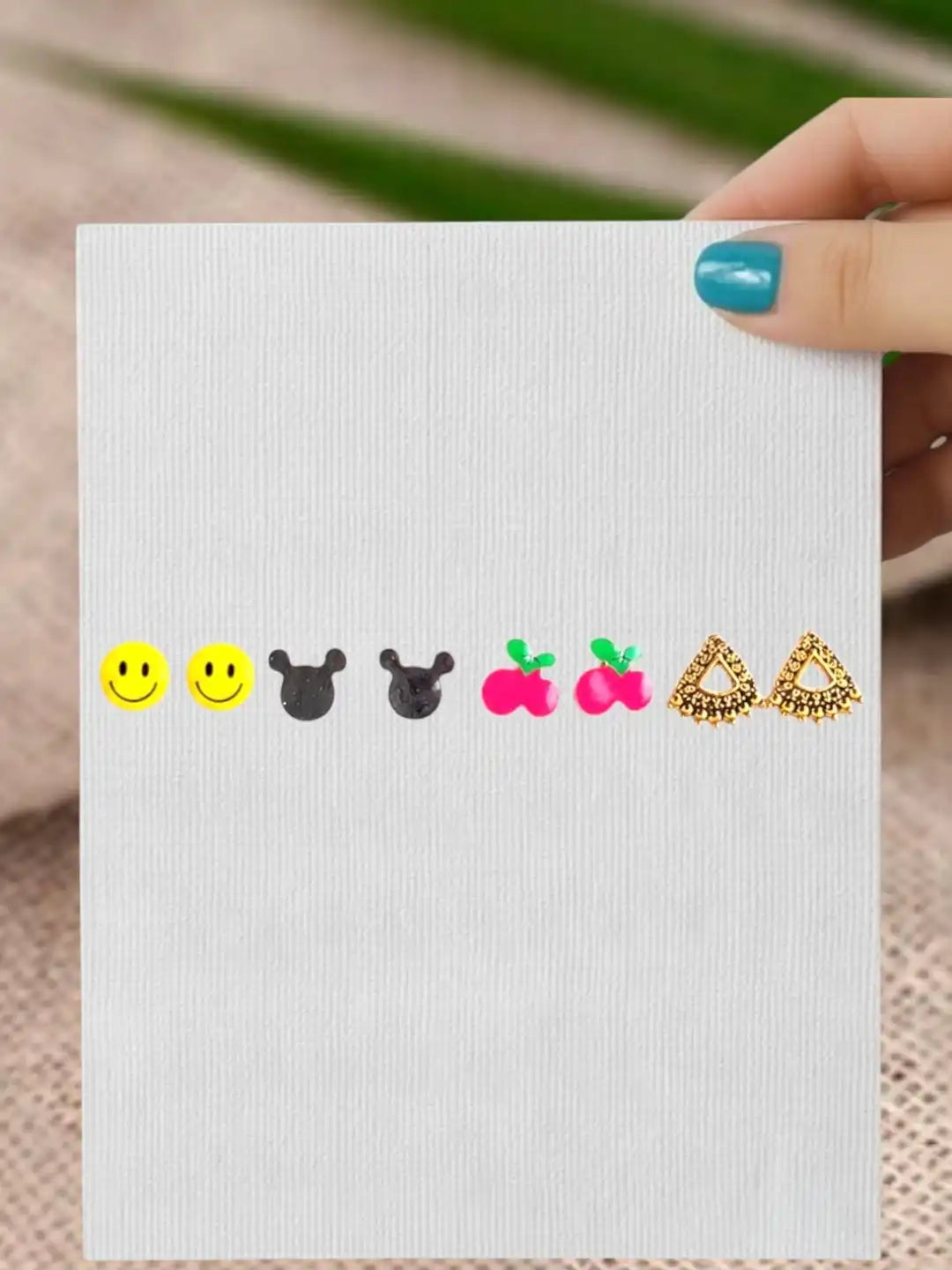 Set of 4 Trendy Stud Multi Color Combo Earrings