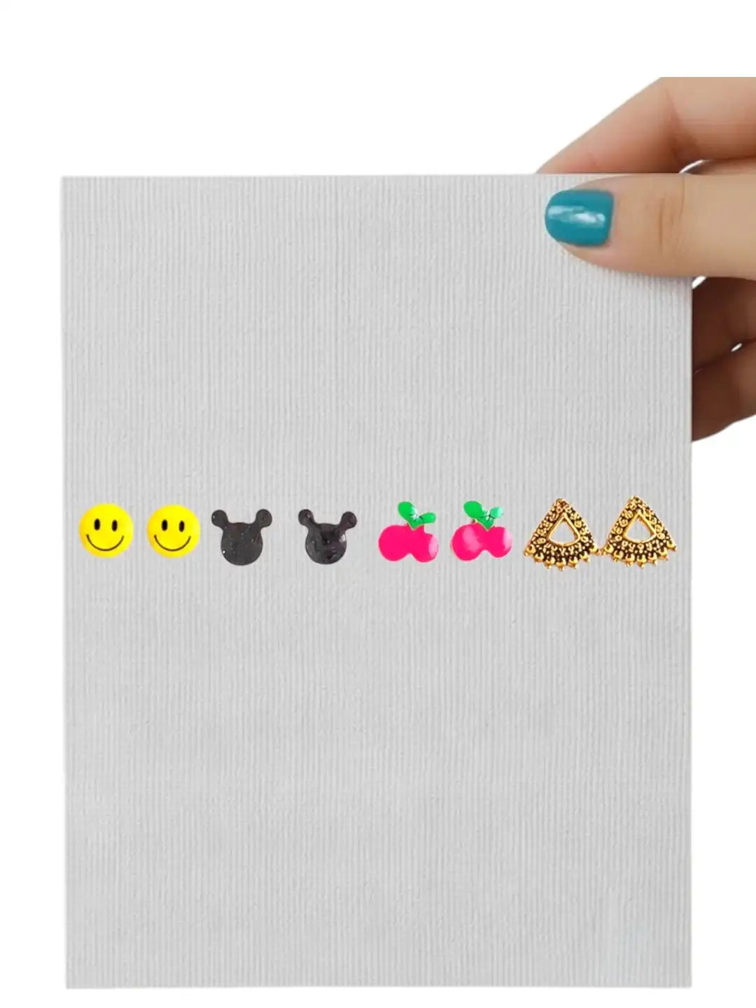 Set of 4 Trendy Stud Multi Color Combo Earrings