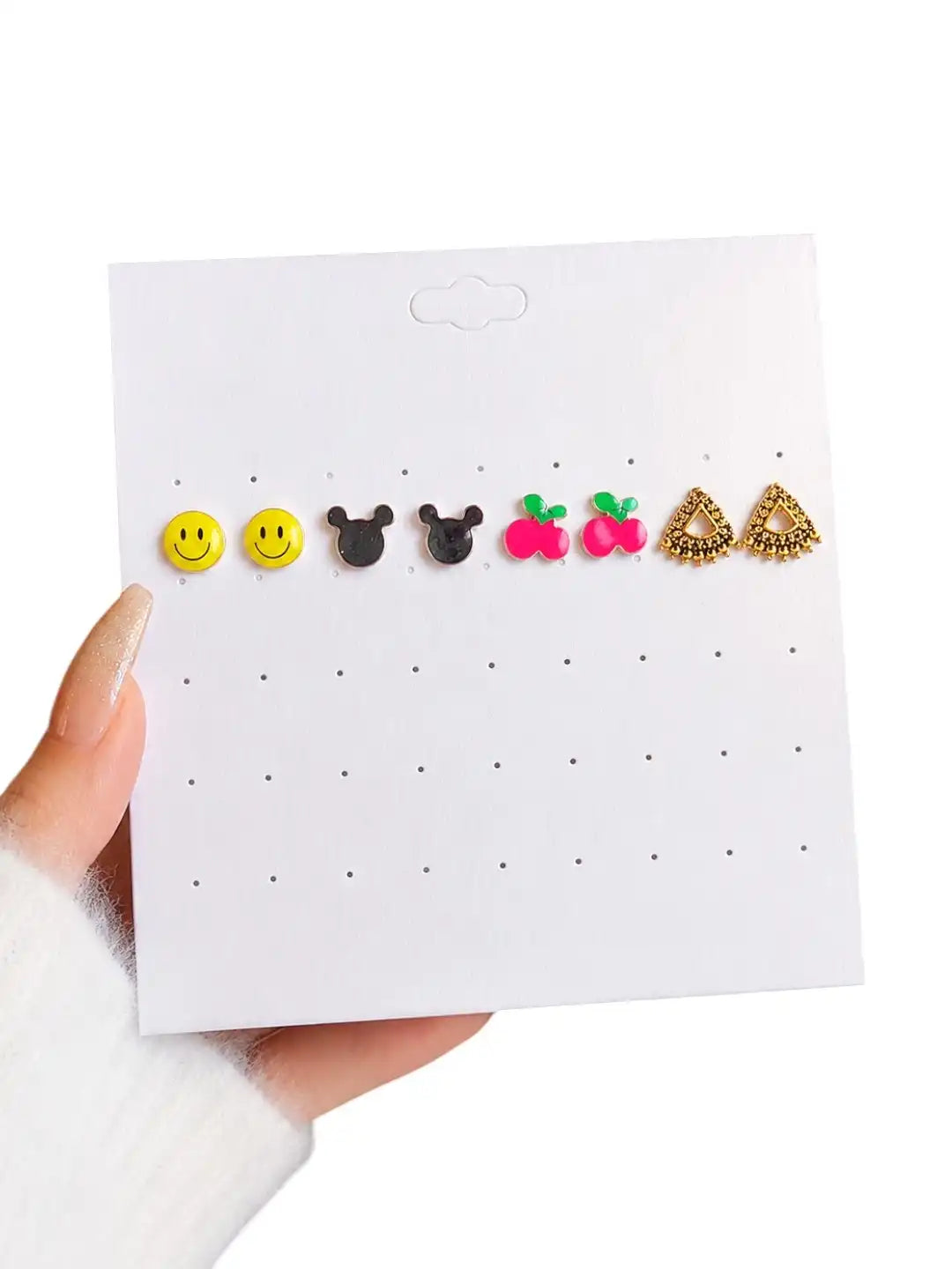 Set of 4 Trendy Stud Multi Color Combo Earrings