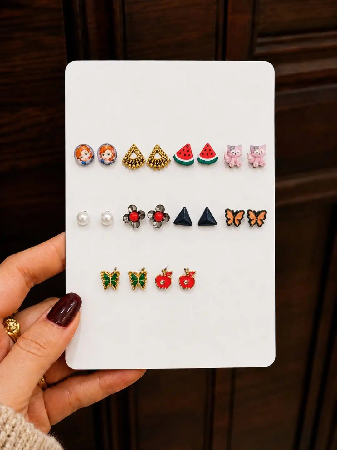 Set Of 10 Multicolor Fancy Stud Combo Earrings For Women and Girls