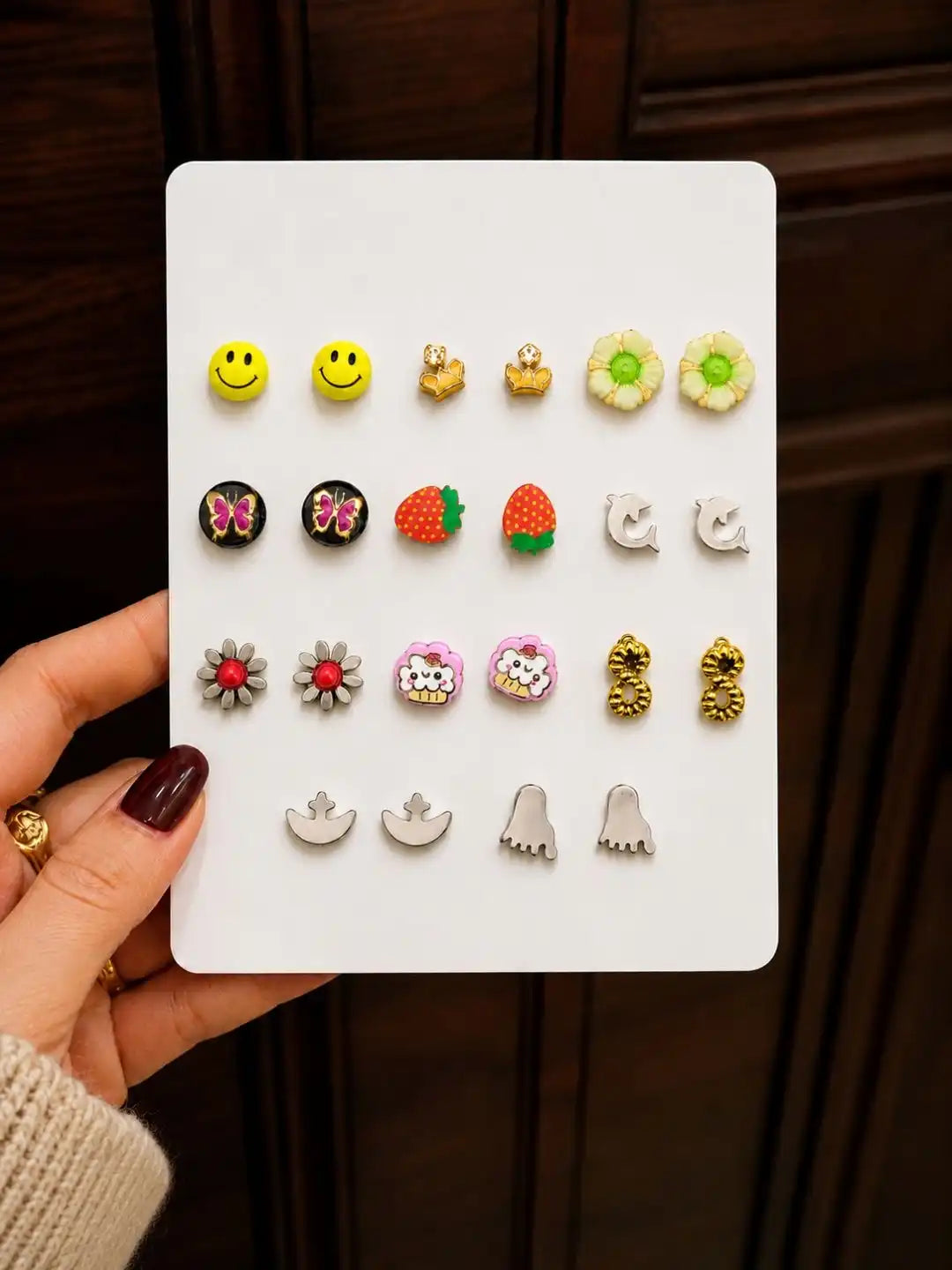 Set Of 11 Multicolor Stylish Stud Combo Earrings