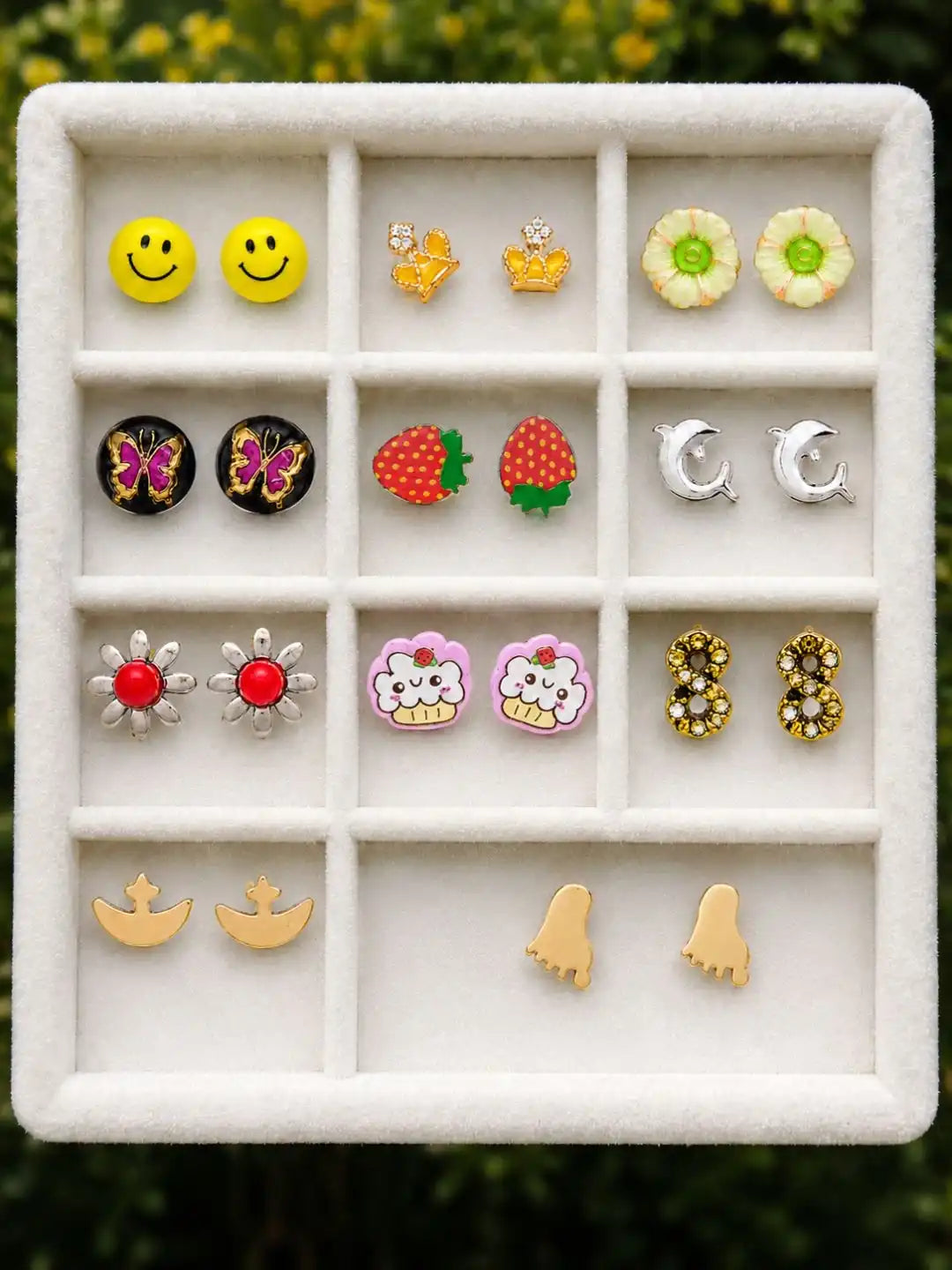 Set Of 11 Multicolor Stylish Stud Combo Earrings