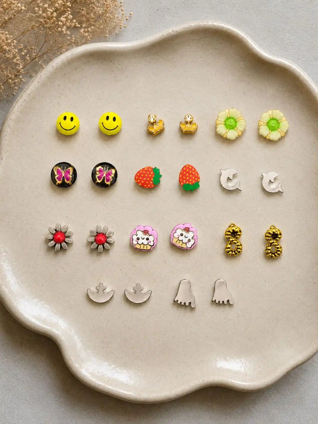 Set Of 11 Multicolor Stylish Stud Combo Earrings