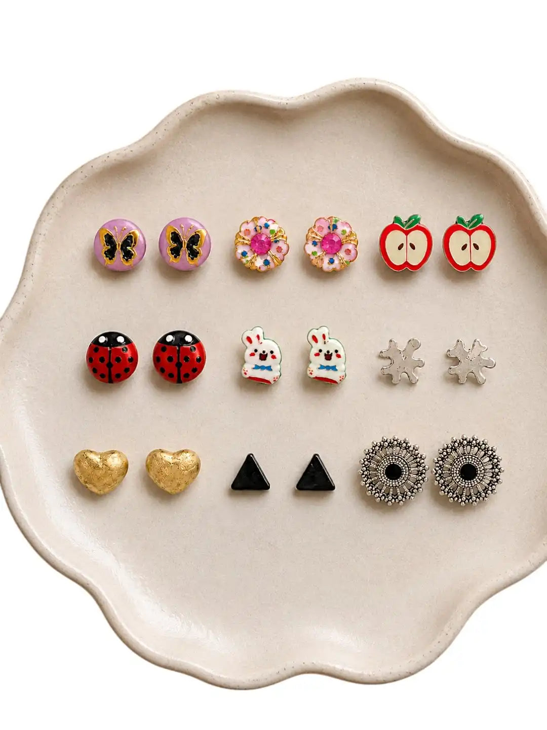 Set Of 9 Multicolor stylish Stud Combo Earrings For Women and Girls