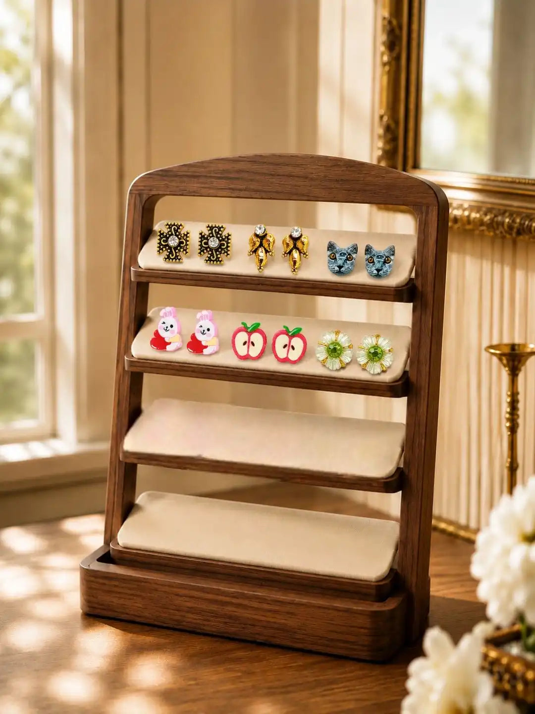 Set of 6 Pairs Designer Stud Earrings For Women and Girls