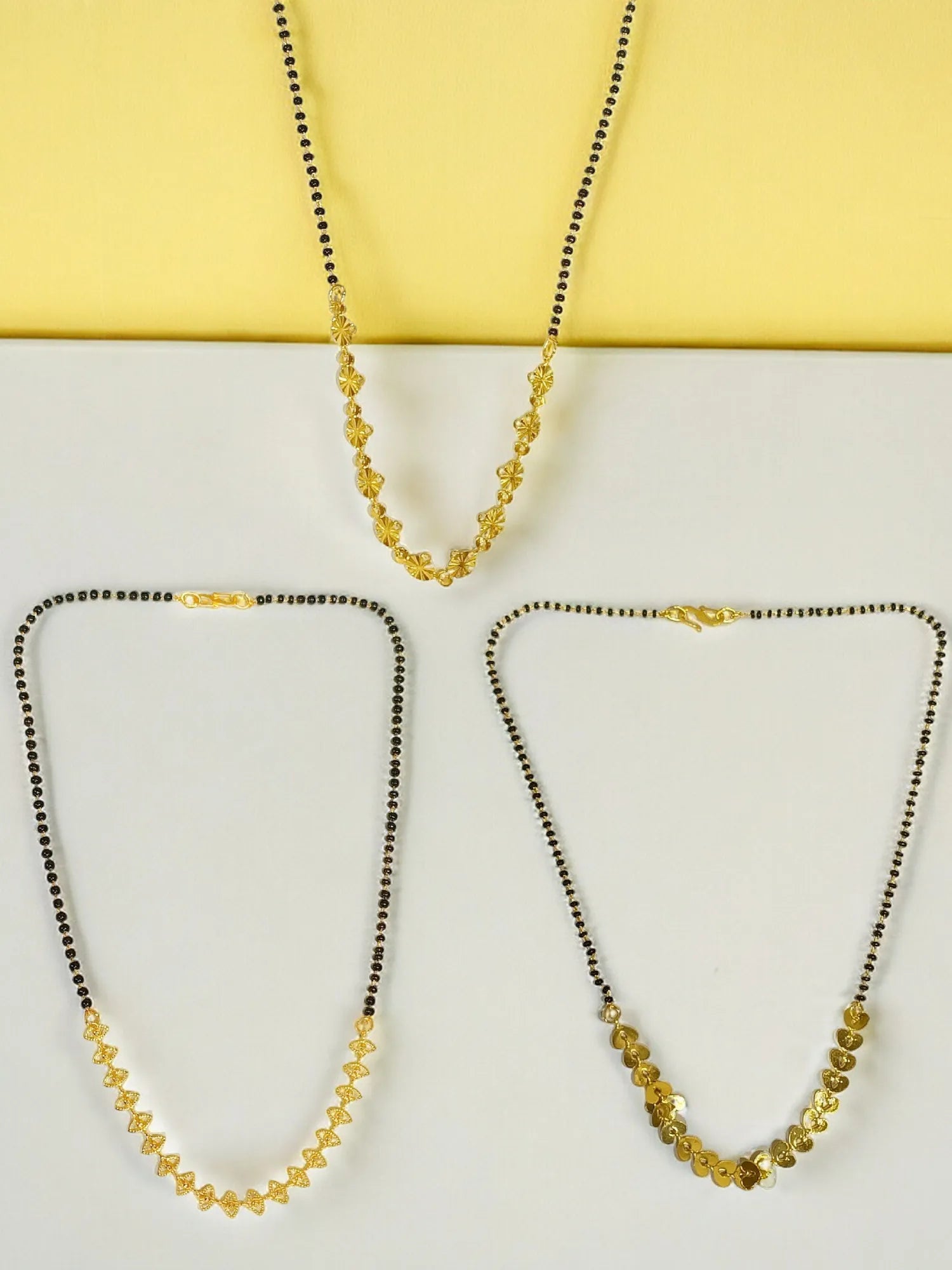 Set of 3 Gold Plated Artificial Beads Mangalsutra