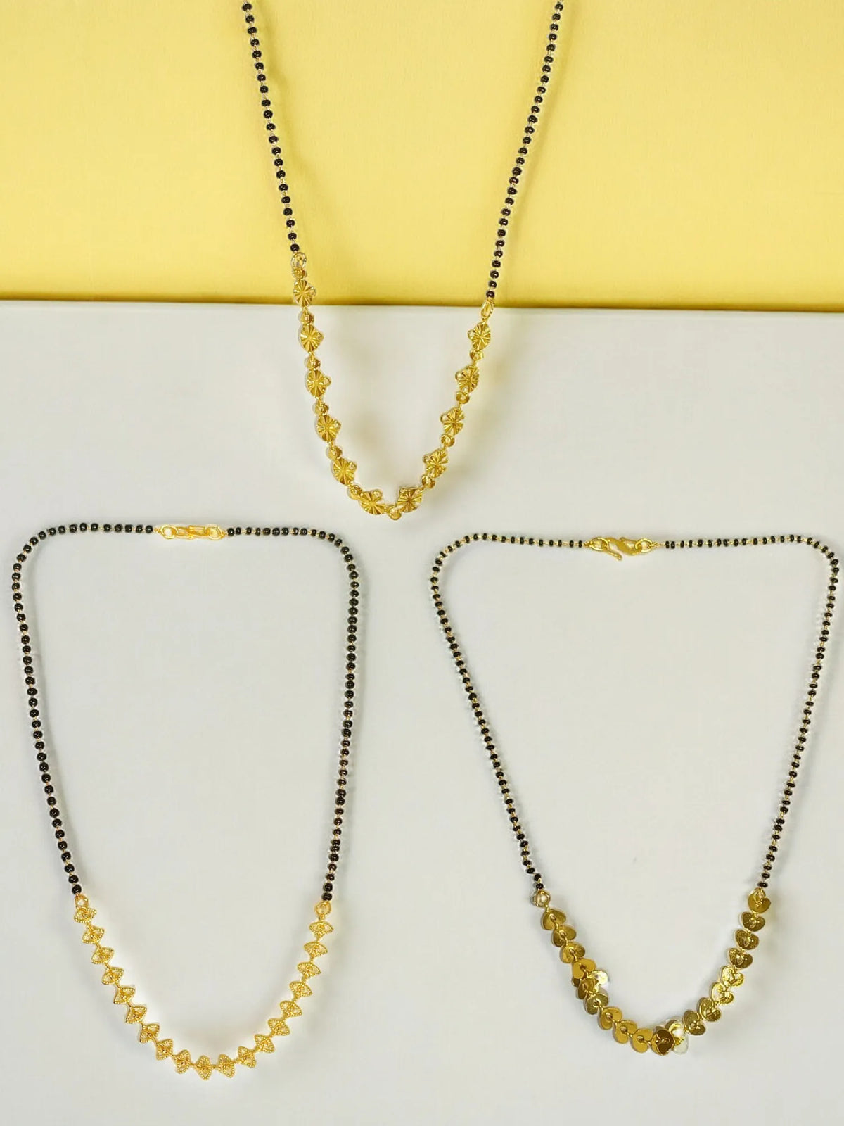 Set of 3 Gold Plated Artificial Beads Mangalsutra