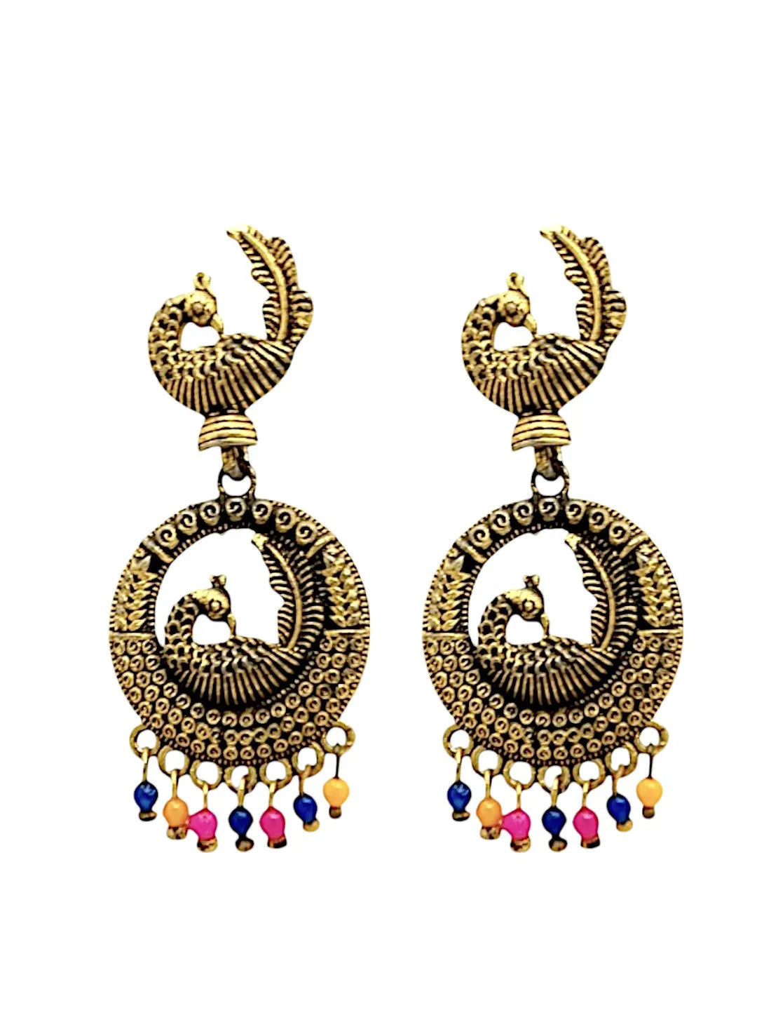 Antique Gold with Peacock Design Earings