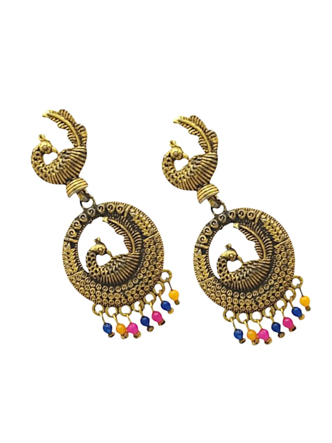Antique Gold with Peacock Design Earings