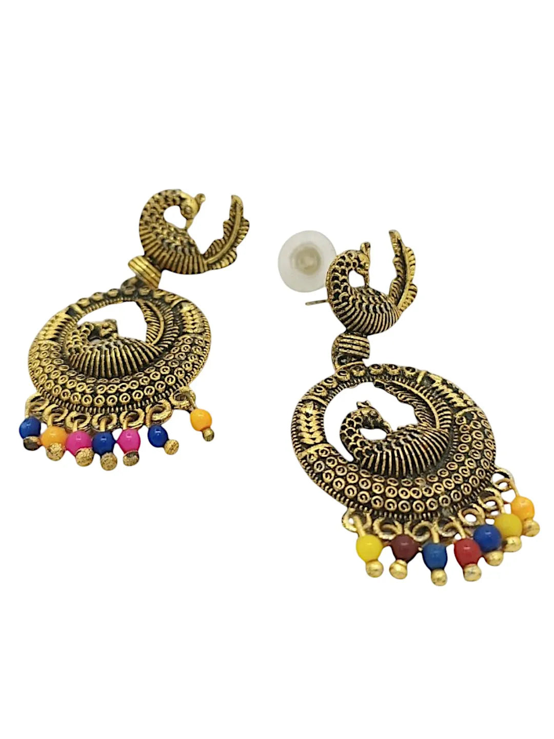 Antique Gold with Peacock Design Earings