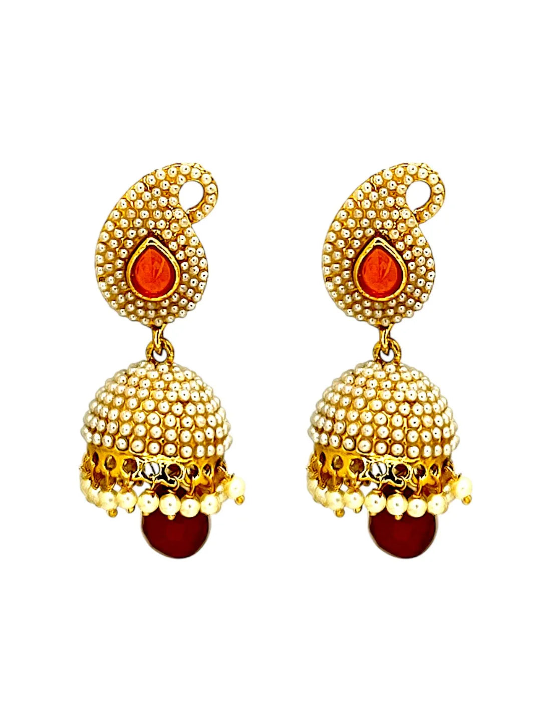Golden Bead Studded Jhumka
