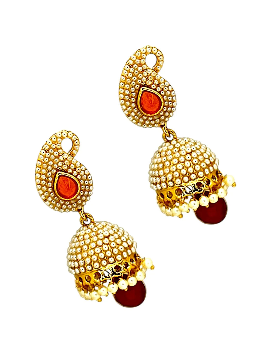Golden Bead Studded Jhumka