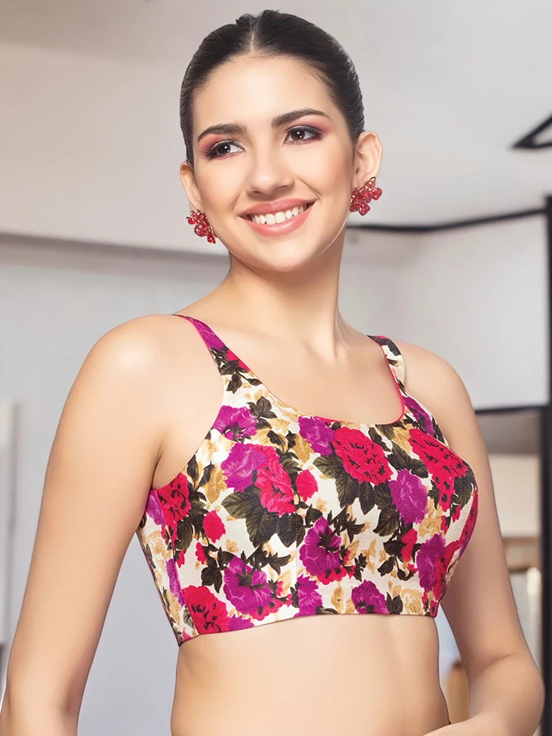 Silk Multicolor Floral Blouse