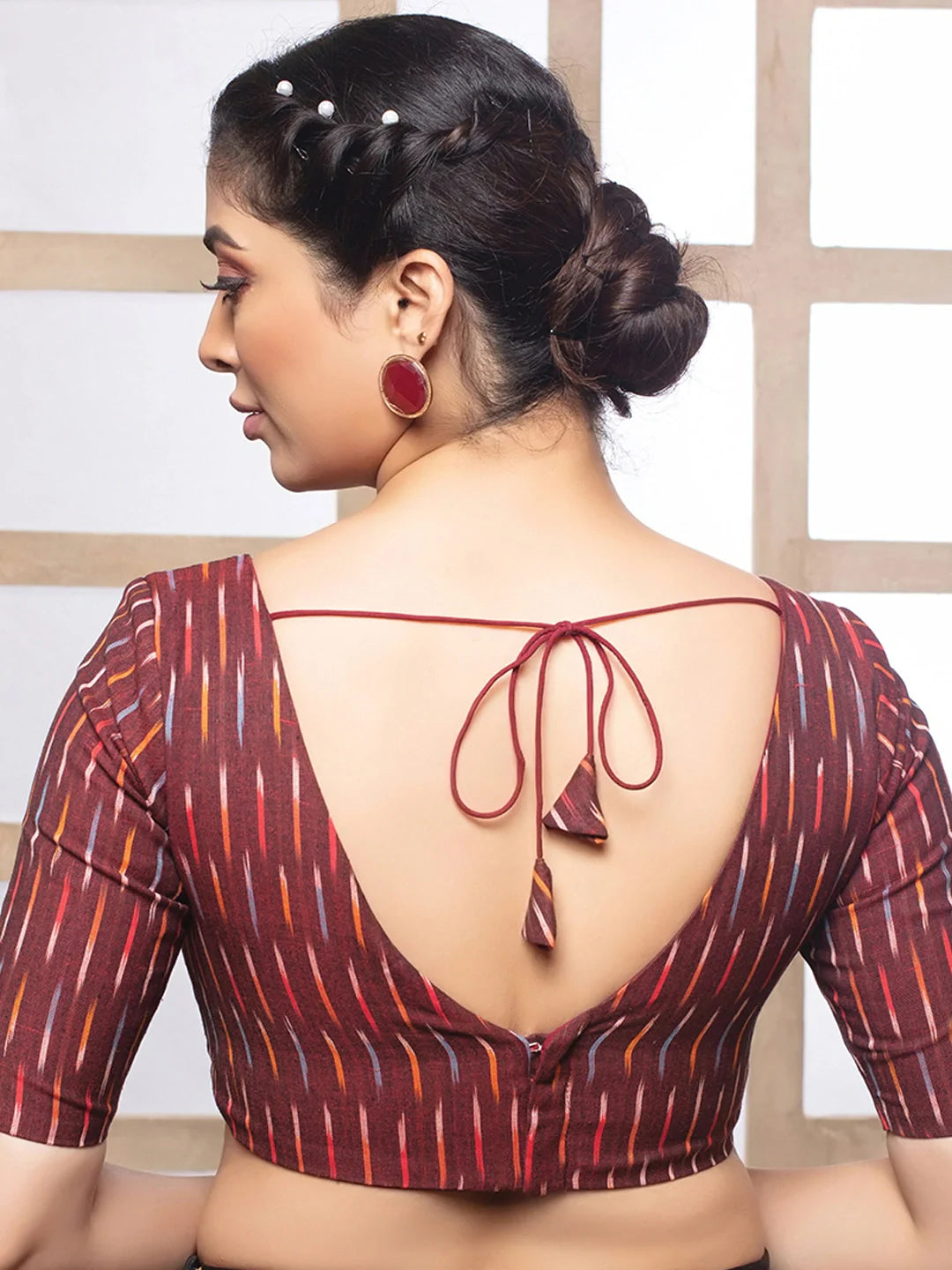 Maroon Ikat Marvel Blouse