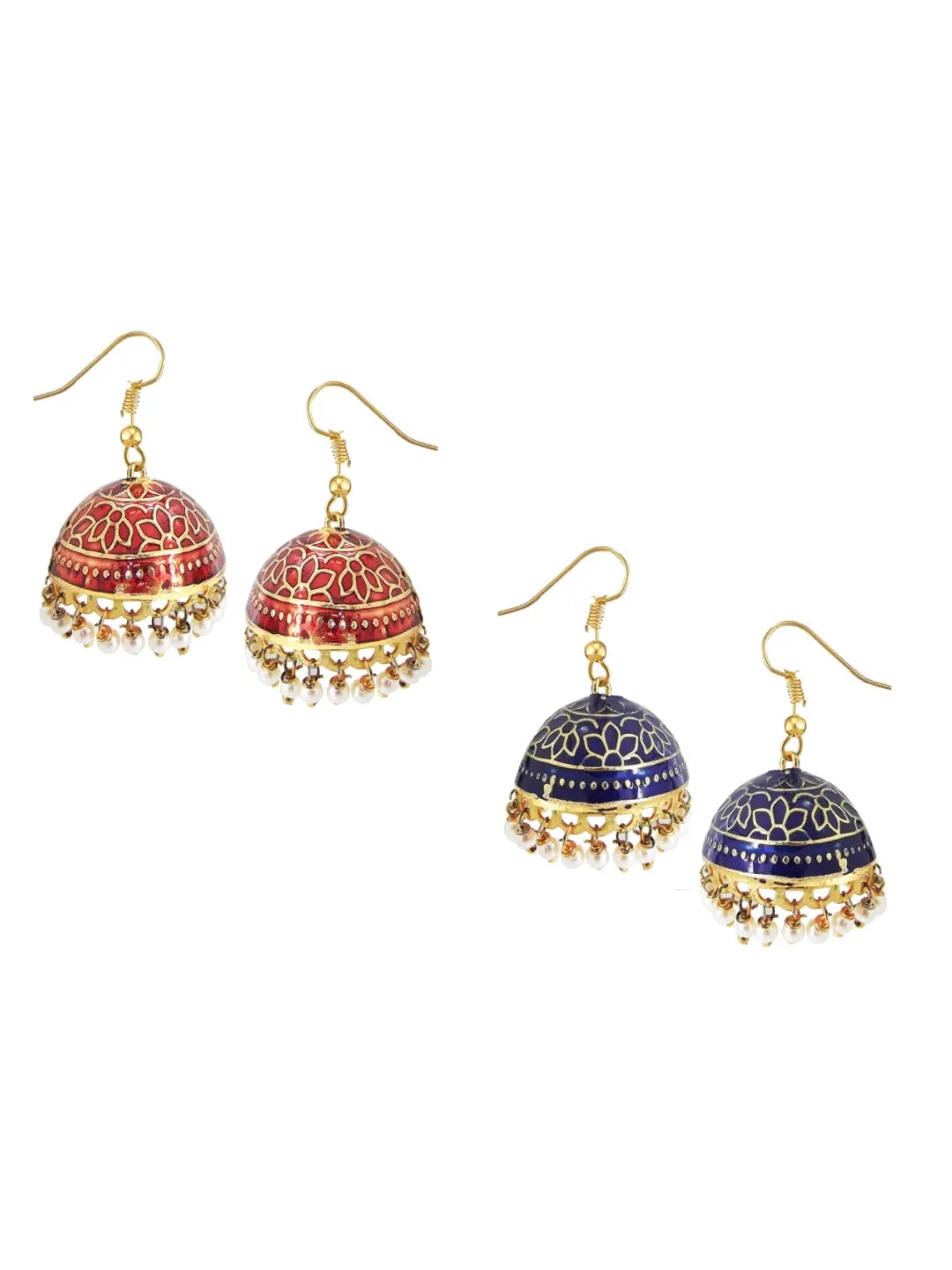 Meenakari Jhumkas with Pearls