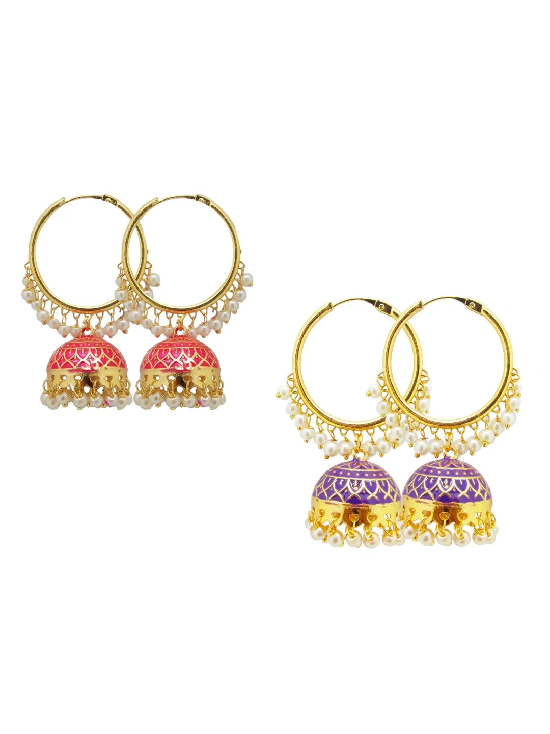 Pink & Purple Jhumka Earrings