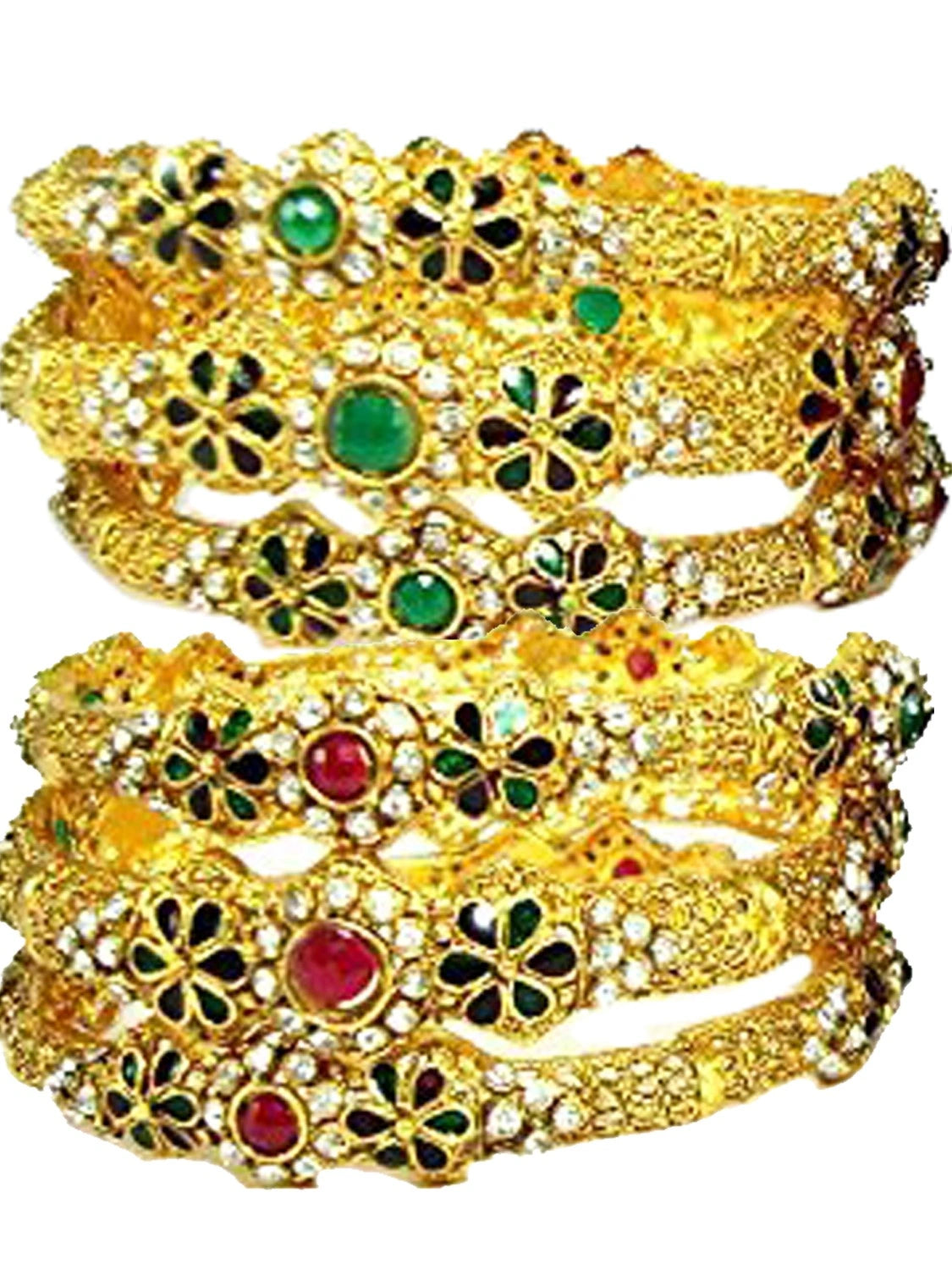 Gold PLated Floral Bangles