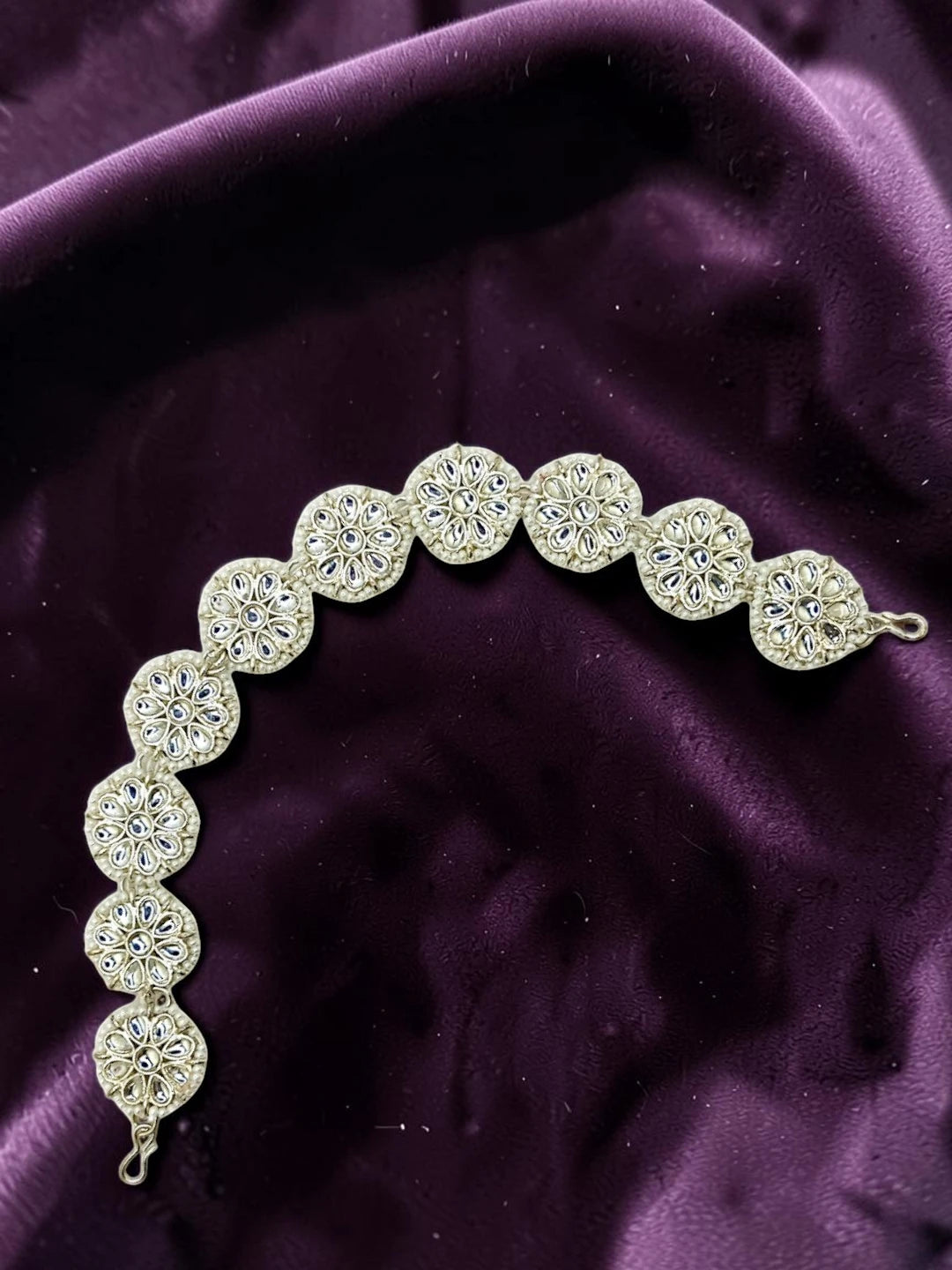 Silver-Plated Kundant Studded Matha Patti For Women and Girls