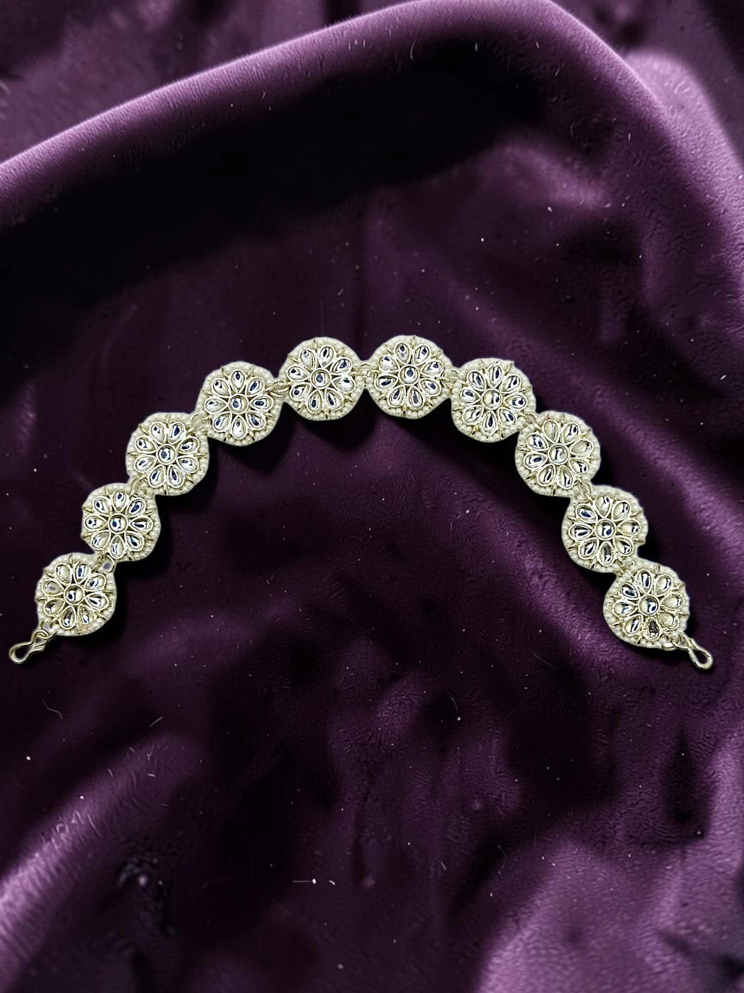 Silver-Plated Kundant Studded Matha Patti For Women and Girls