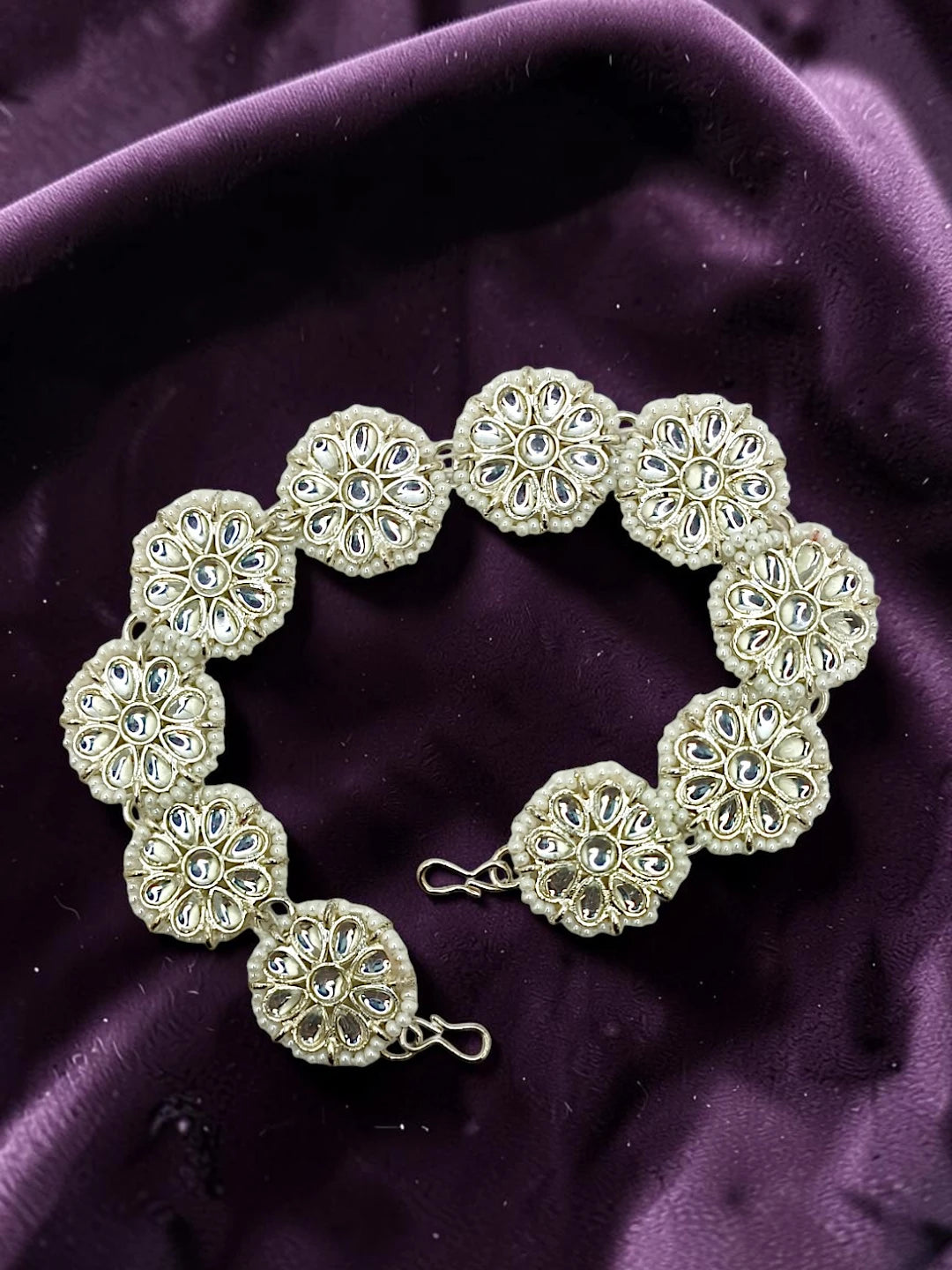 Silver-Plated Kundant Studded Matha Patti For Women and Girls