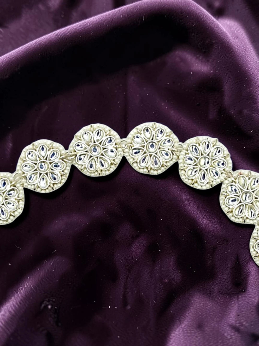 Silver-Plated Kundant Studded Matha Patti For Women and Girls
