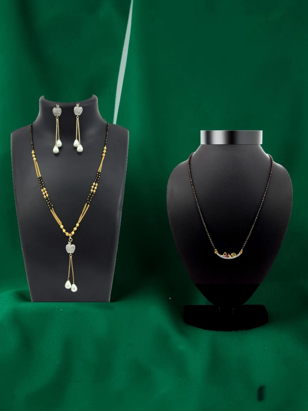 Set Of 2 Gold-Plated Cubic zircon Mangalsutra Set For Women