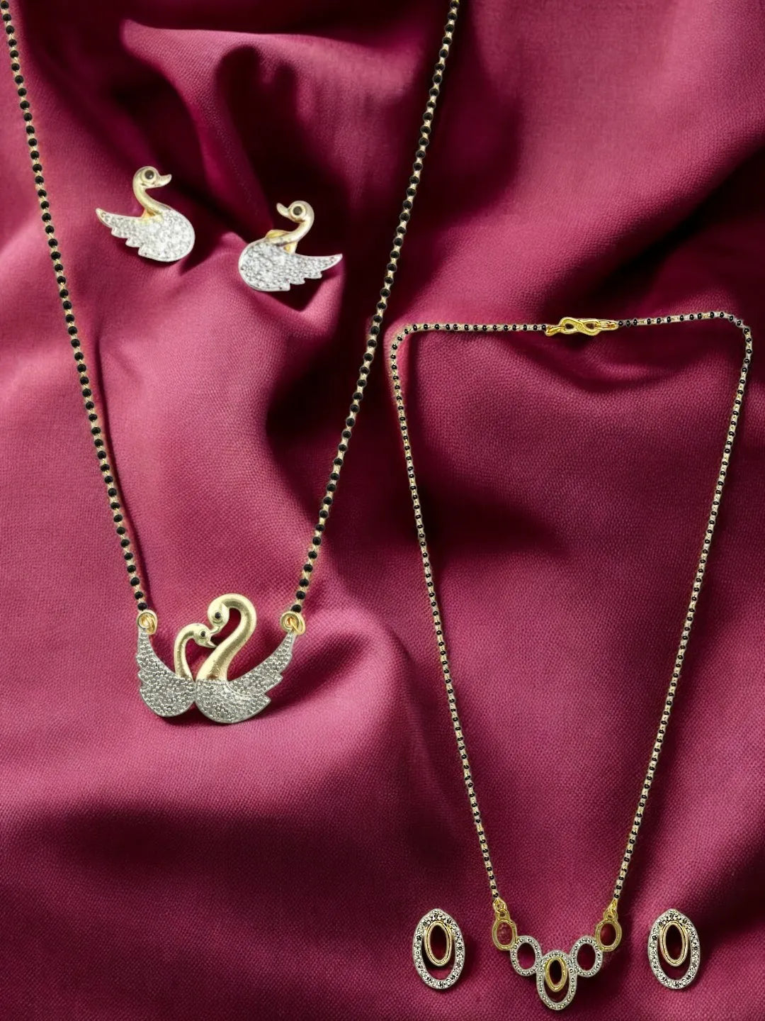 Set of 2 AD Swan & Oval Shaped Mangalsutra