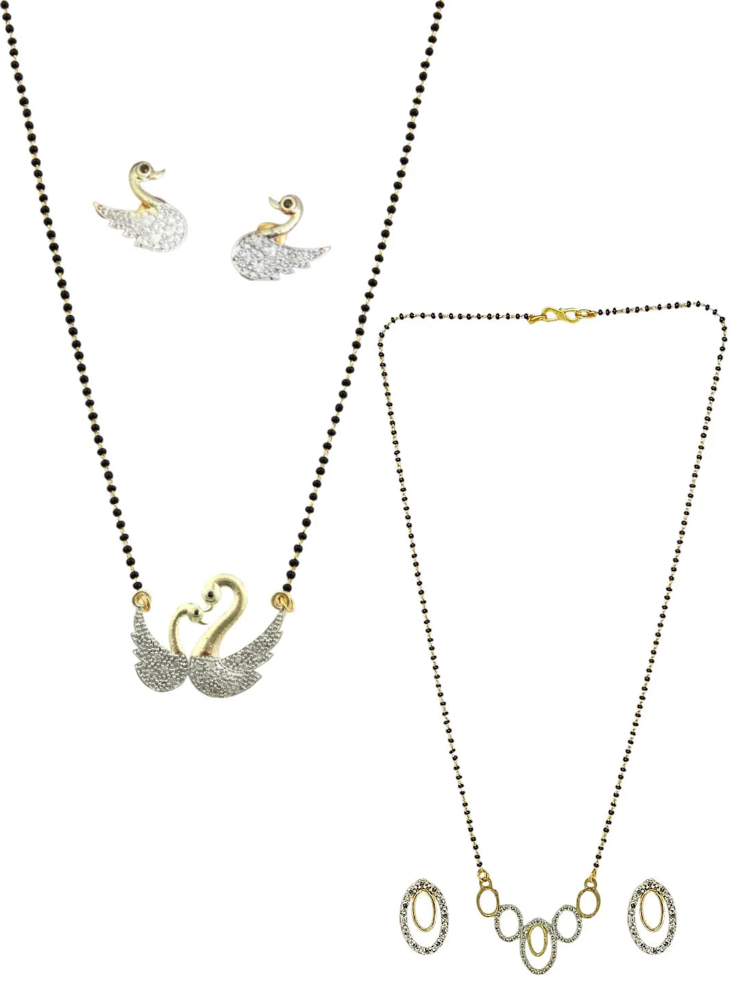 Set of 2 AD Swan & Oval Shaped Mangalsutra