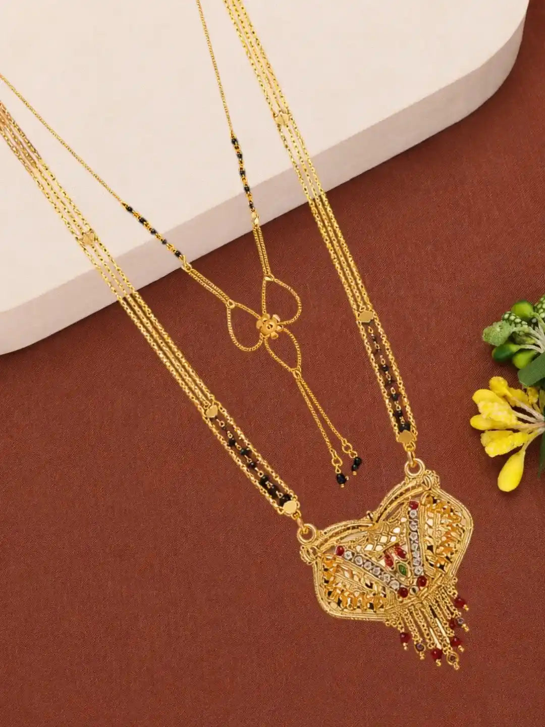 Set Of 2 Mangalsutra With Golden & Rose Gold Color For Women