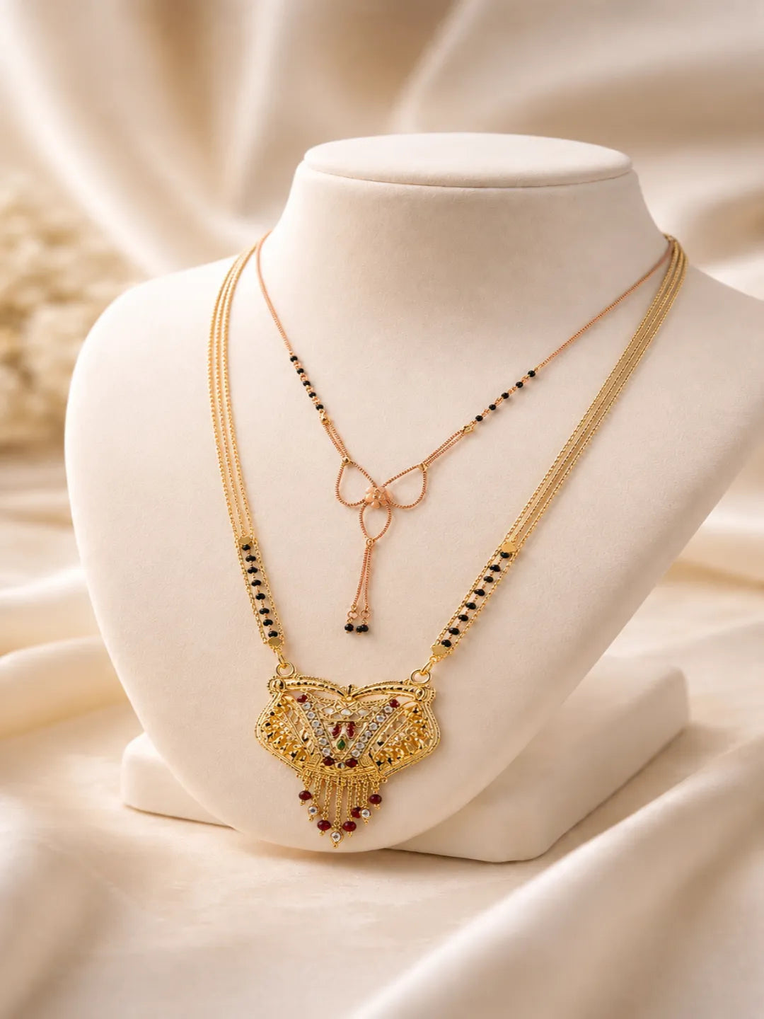 Set Of 2 Mangalsutra With Golden & Rose Gold Color For Women