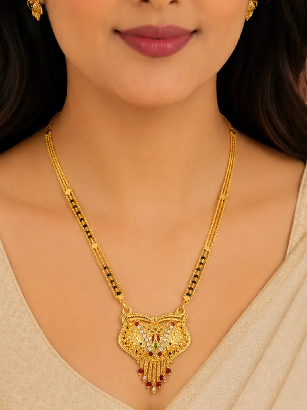 Set Of 2 Mangalsutra With Golden & Rose Gold Color For Women