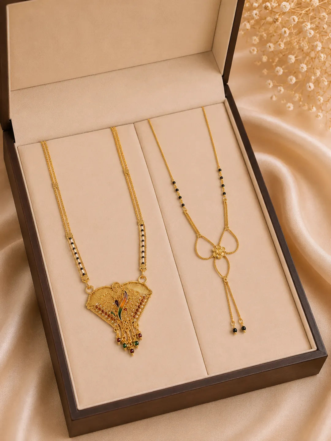Set Of 2 Mangalsutra With Golden & Rose Gold With Elegent Design