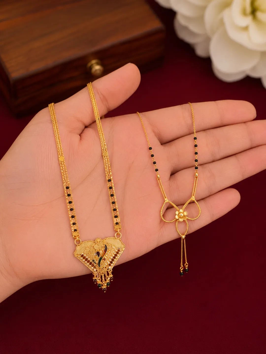 Set Of 2 Mangalsutra With Golden & Rose Gold With Elegent Design