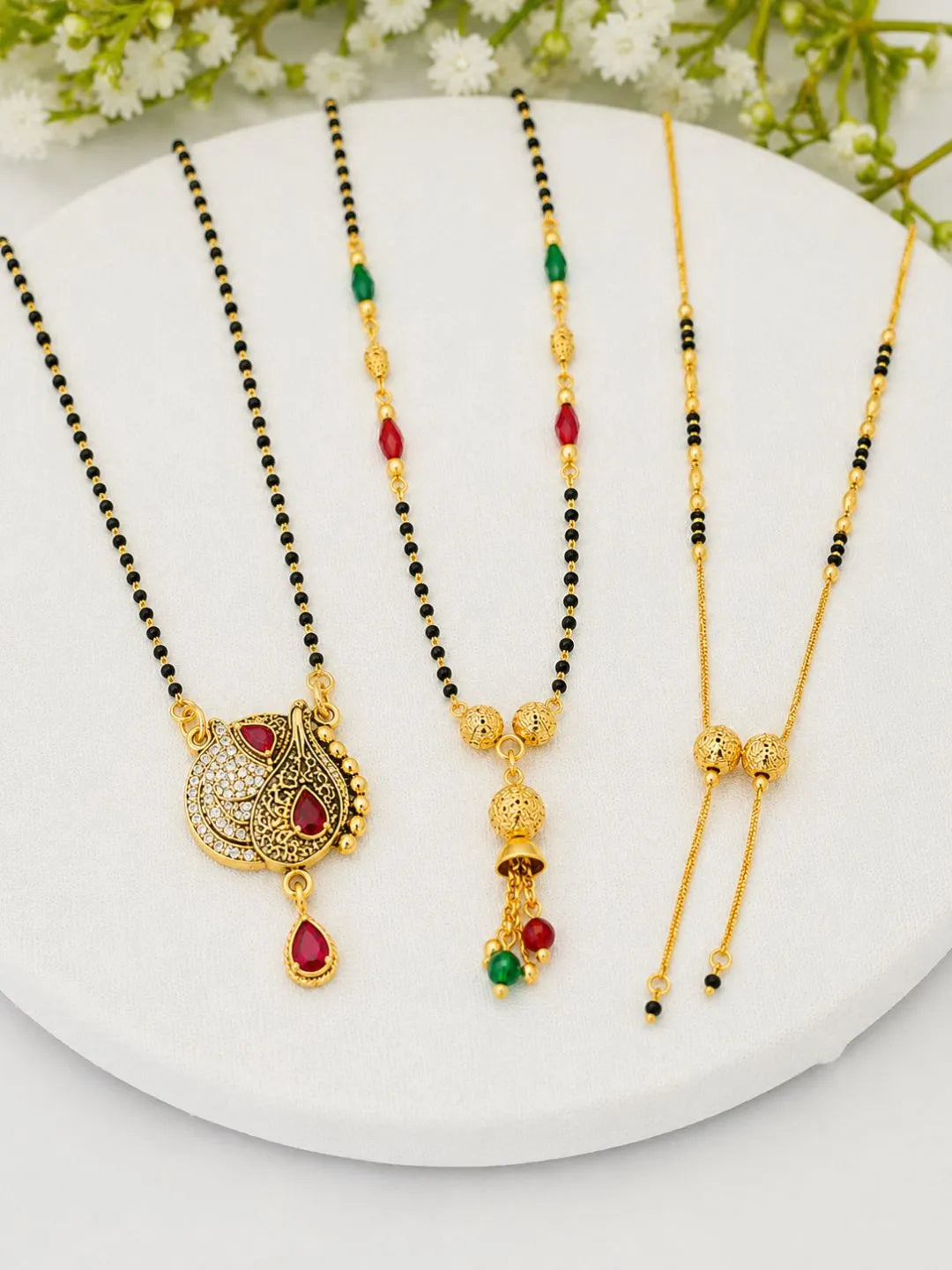 Set Of 3 Dangling Chain Mangalsutra For Women